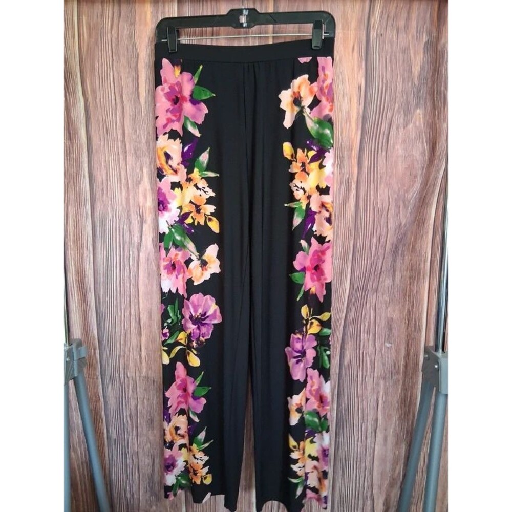 Susan graver floral flowy stretch waist pull on pants size xsmall xs